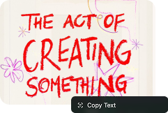 A copied image full of handwritten text, with Tucket's Copy Text action